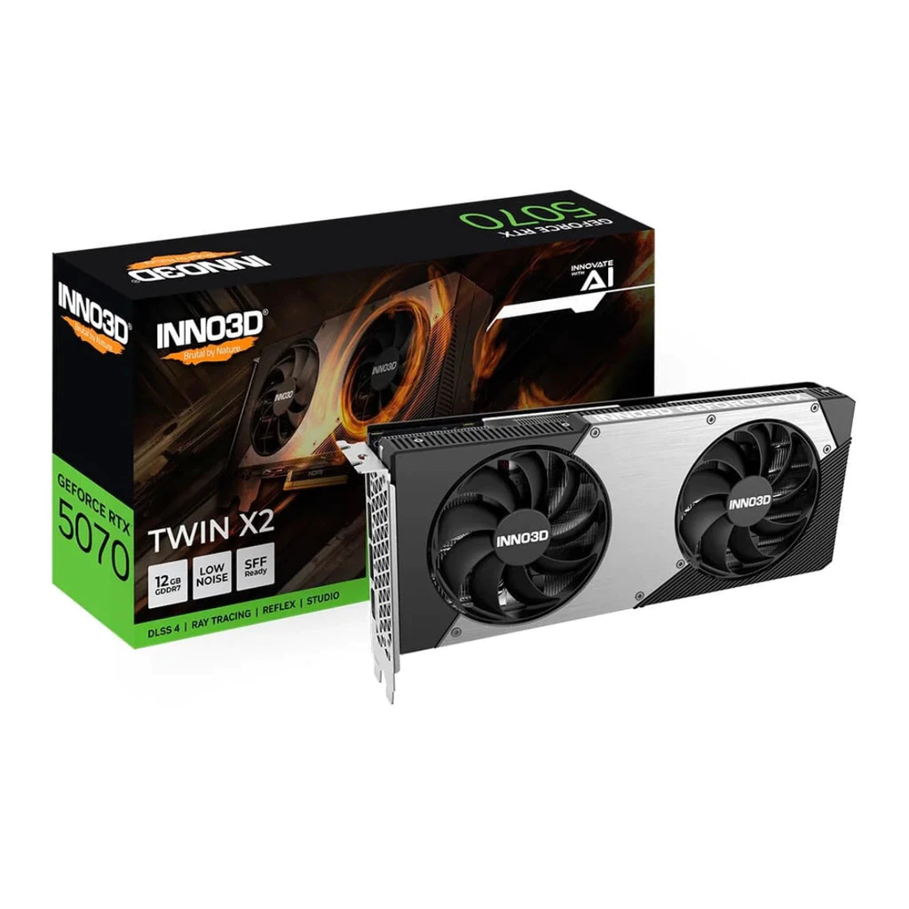 Imagem Placa de Vídeo Inno3D GeForce RTX 5070 12GB GDDR7 192-bit Twin X2 OC