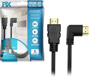 Imagem Cabo HDMI 2.0 4K  PIX - 2 Metros, Plug 90 Graus