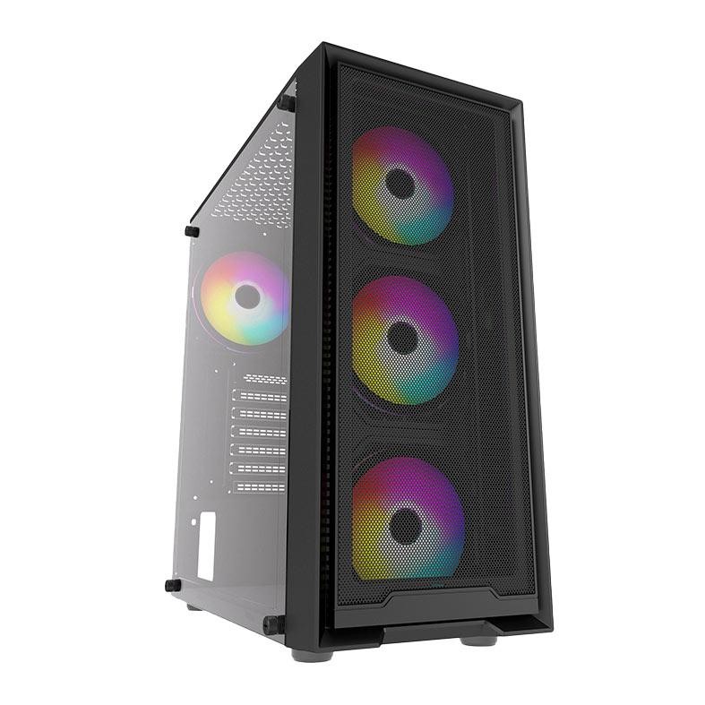 Imagem da oferta Gabinete Gamer Mancer Relic, Mid-Tower, Lateral de Vidro, Com 3 Fans, Preto
