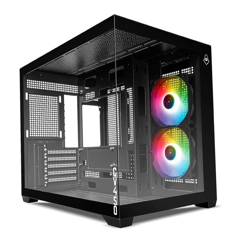 Imagem Gabinete Gamer Mancer CV450, RGB, Mini-Tower, Lateral de Vidro, Com 2 Fans, Preto, MCR-CV4502F-BK