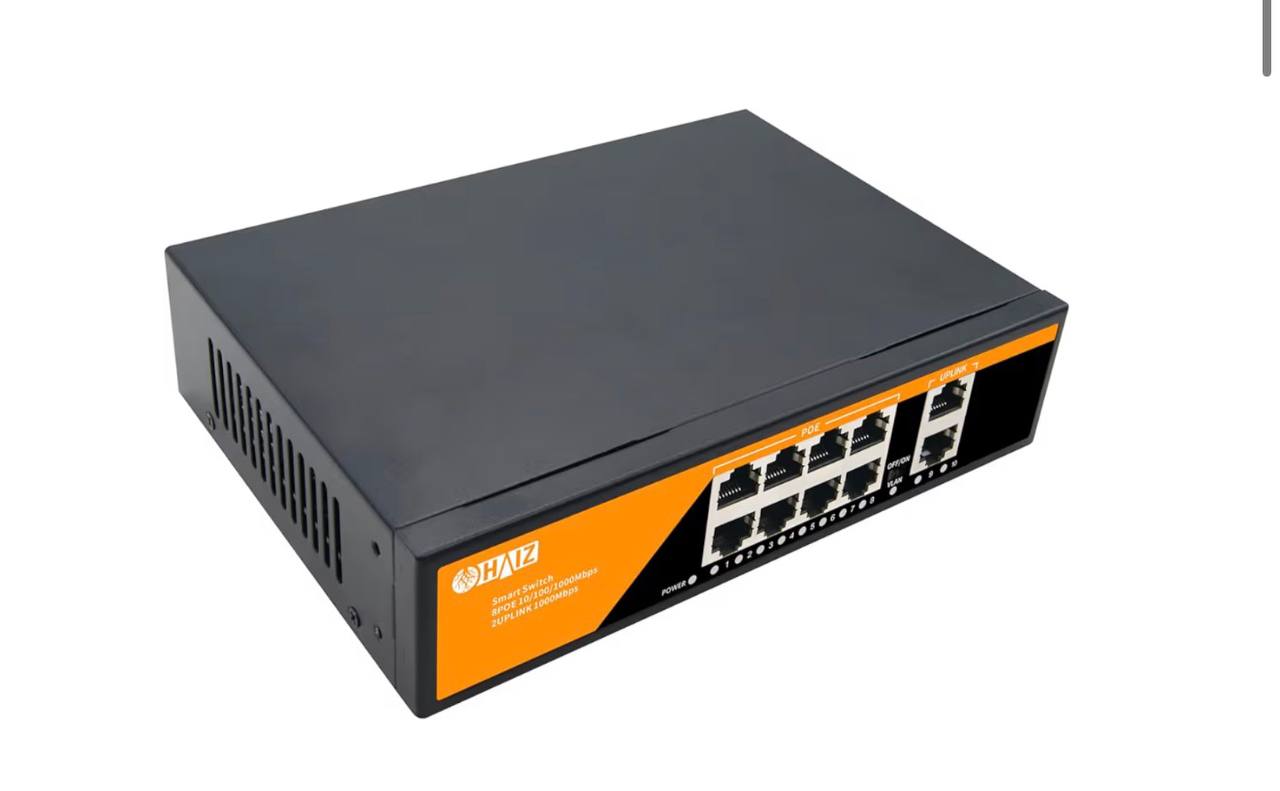 Imagem Switch Poe HZ-1010GB-POE - 8 Portas Poe + 2 Portas UP LINK