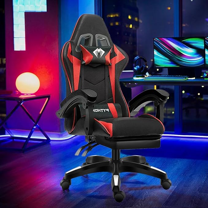 Imagem Cadeira Gamer Ergonomica Com Apoio Para Os Pés - Vermelho
