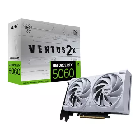 Imagem Placa de Vídeo NVIDIA GeForce RTX5060 8GB - MSI Ventus OC White 2X - 128 Bits - HDMI/3x DP - 912-V537