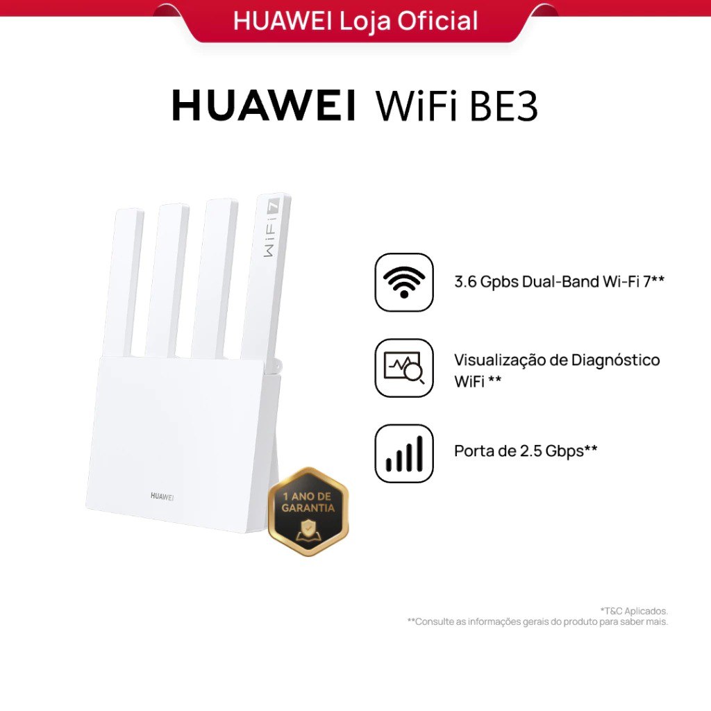 Imagem Roteador Huawei WiFi BE3 - 3.6 Gbps Dual-Band Wi-Fi 7