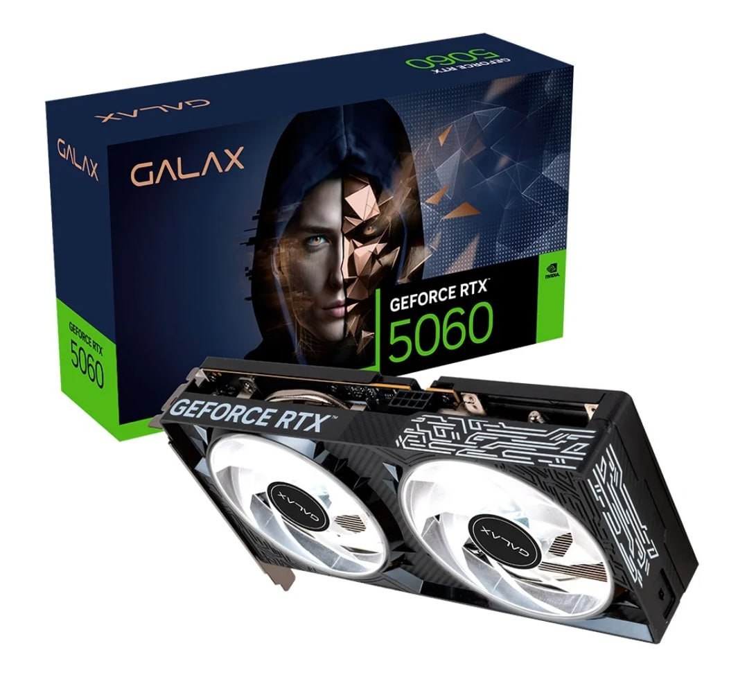 Imagem Placa de Vídeo GALAX NVIDIA GeForce RTX 5060 1-Click OC 8GB, GDDR7, 128-Bits, Ray Tracing, DLSS 4 - 56NSN8MDDXBO