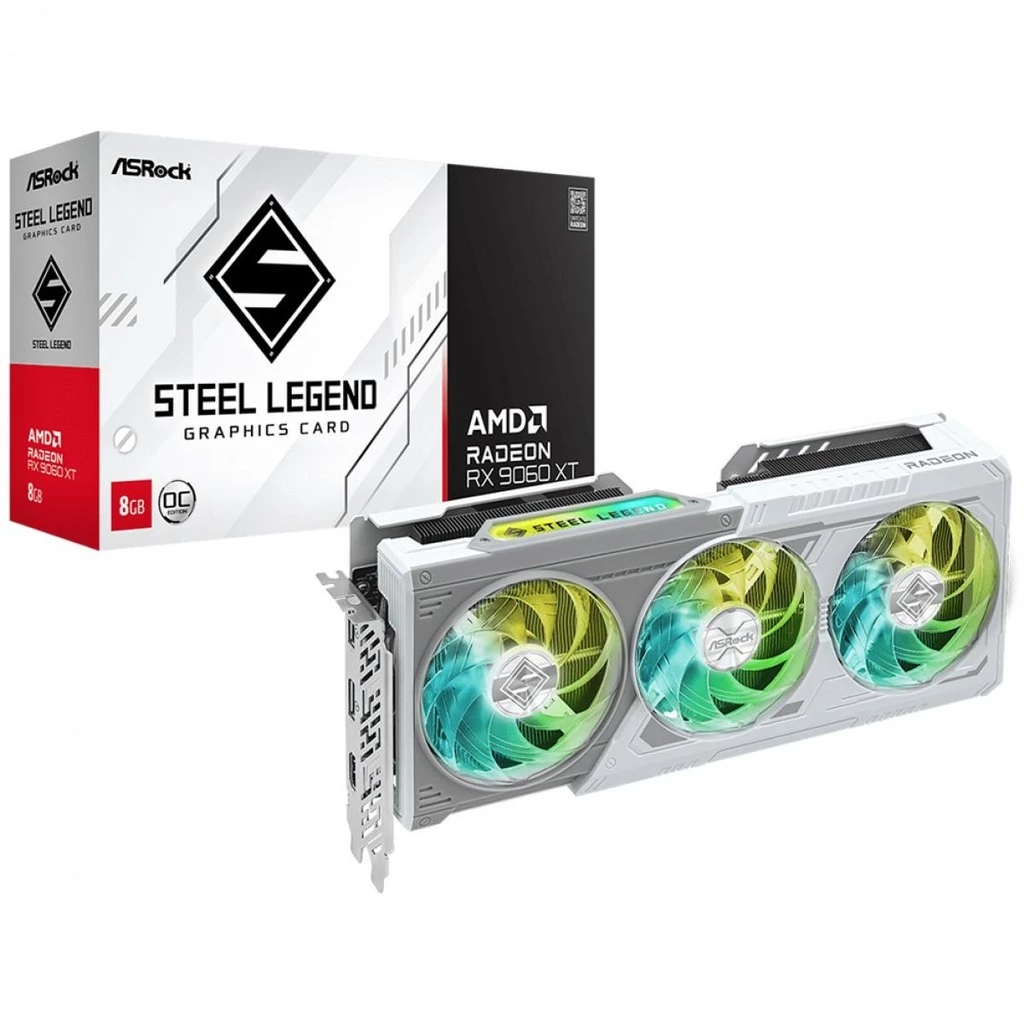 Imagem da oferta Placa de Vídeo ASRock Radeon RX 9060 XT Steel Legend OC 8GB GDDR6 – Branca