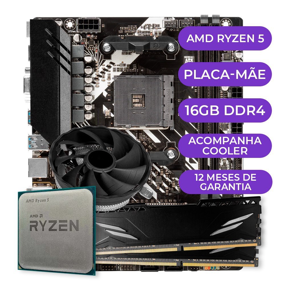 Imagem da oferta Kit Upgrade Gamer AMD Ryzen 5 5600GT + B450M + 16GB DDR4
