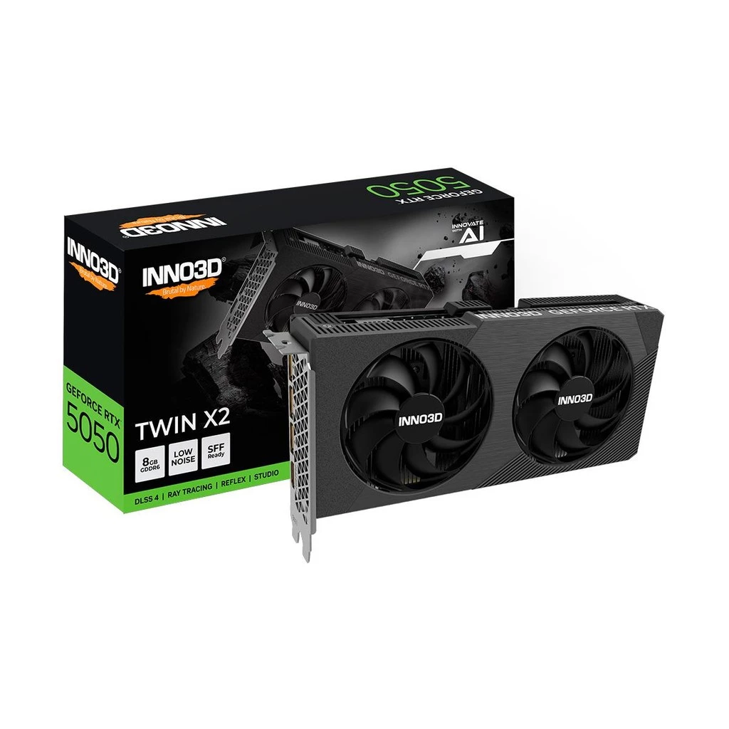 Imagem Placa de Vídeo Inno3D GeForce RTX 5050 Twin X2 8GB GDDR6 128-bit N50502-08D6-174071N