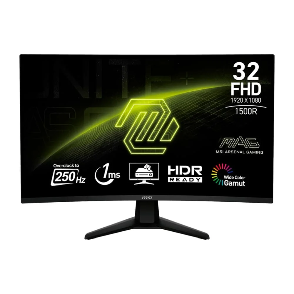 Imagem da oferta Monitor Gamer Curvo MSI 32", FHD, 250Hz, 1ms, VA, Preto - MAG32C6X