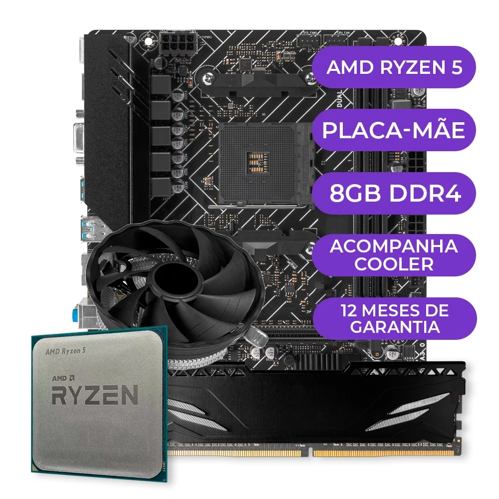 Imagem da oferta Kit Upgrade Gamer, Processador AMD Ryzen 5 5600GT, AM4, 8GB DDR4
