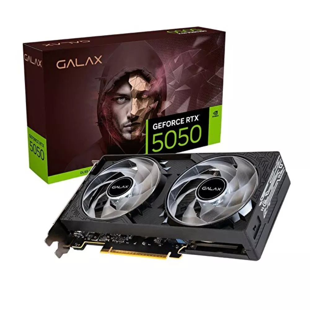Imagem Placa de Vídeo NVIDIA GeForce GALAX RTX 5050 8GB 1 Click OC 2X - 128 Bits -2 Hdmi/2X Displayport - 55NSL8MHDXRE