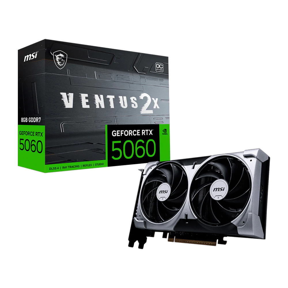 Imagem da oferta Placa de Vídeo MSI NVIDIA GeForce RTX 5060 VENTUS 2X OC, 8GB, GDDR7, 128 Bits - 912-V537-017