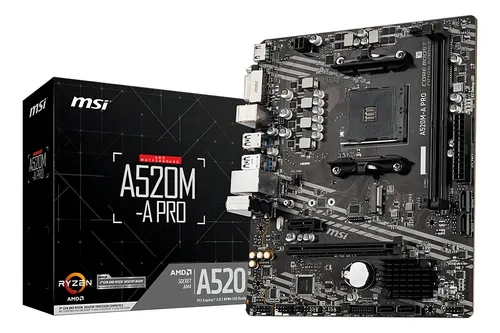 Imagem Placa-Mãe MSI A520M-A PRO AM4 - MATX DDR4 HDMI DVI M.2