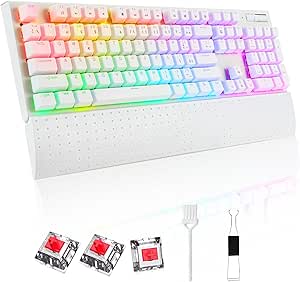 Imagem Teclado Mecânico RGB ABNT2 Hot-Swap Switch Vermelho USB - Branco