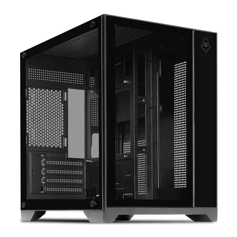 Imagem Gabinete Gamer Aquário Mancer CV100, Mid-Tower, Lateral De Vidro, Preto,