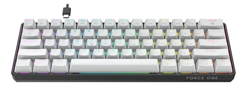 Imagem Teclado Mecânico Gamer Force One Atlas 60% RGB Switch Huano Red - Branco