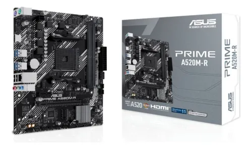 Imagem Placa-Mãe ASUS Prime A520M-E, AMD AM4, mATX, DDR4, Preto - 90MB1510-C1BAY0