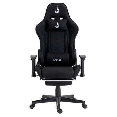 Imagem Cadeira Gamer Rise Mode X04, Ângulo Ajustável, Apoio Para os Pés Retrátil, Preto, Tecido - RM-CG-X04-BK-FBC