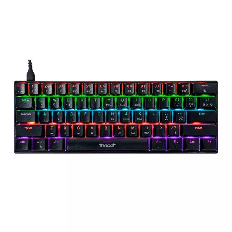 Imagem Teclado Mecanico Gamer TGT Sherman Compacto, Rainbow, ABNT2, Switch Azul, Preto