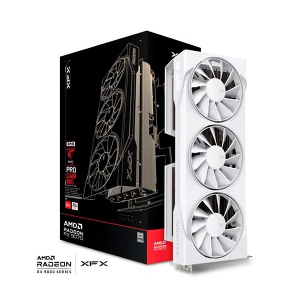 Imagem Placa de Vídeo XFX Swift RX 9070 OC WHITE TRIPLE FAN GAMING EDITION WITH AMD Radeon , 16GB, GDDR6, HDMI 3xDP, RDNA 4 - RX-97SWFB3W9