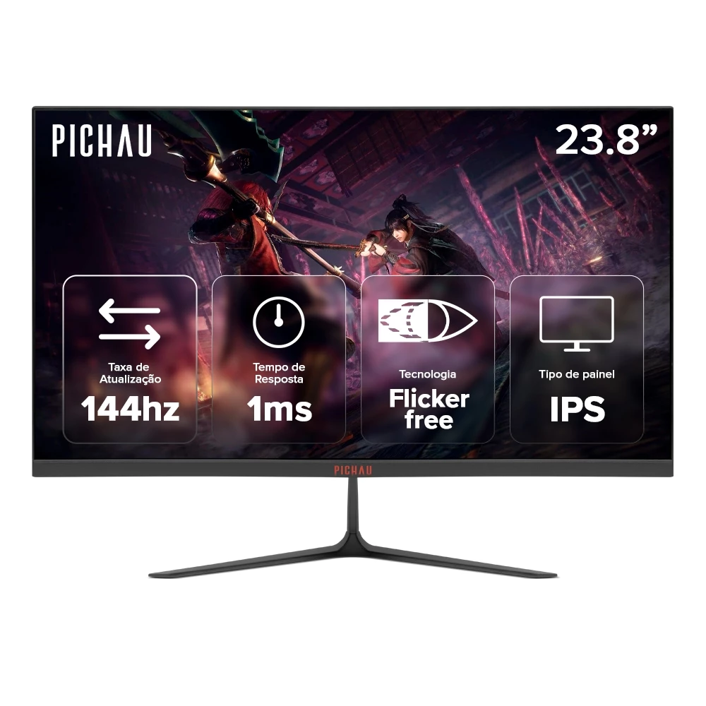 Imagem Monitor Gamer Pichau Athen V3 Neo, 23.8 Pol, IPS, FHD, 1ms, 144Hz, HDMI/VGA, PG-ATH24V3NEO-BL01