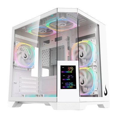 Imagem Gabinete Gamer Rise Mode Zeus Glass Screen 01, Mid Tower, M-ATX, Display 3.5, Lateral em Vidro, Branco - RM-CA-ZES-01-FW