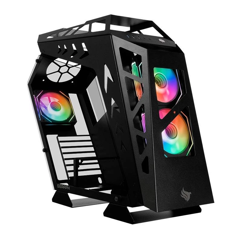 Imagem Gabinete Gamer Pichau Seraph, RGB, Mid-Tower, Lateral de Vidro, Com 3 Fans, Preto, PG-SER-BK3F