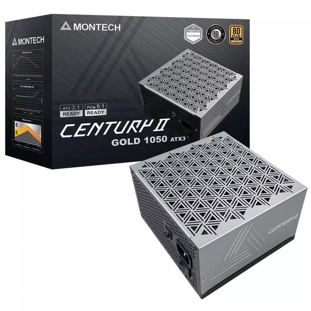 Imagem Fonte Montech Century II 1050W 80 Plus Gold - Cinza