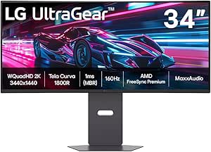 Imagem Monitor Gamer LG UltraGear 34" QuadHD 2K UltraWide 1800R 160Hz 1ms - 34G600A-B