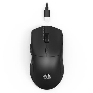 Imagem Mouse Gamer Ultraleve Redragon Neva, Sensor Óptico PAW3395, 26000 DPI, 6 Botões programáveis, USB Tipo-C, 8000Hz, Preto - M815