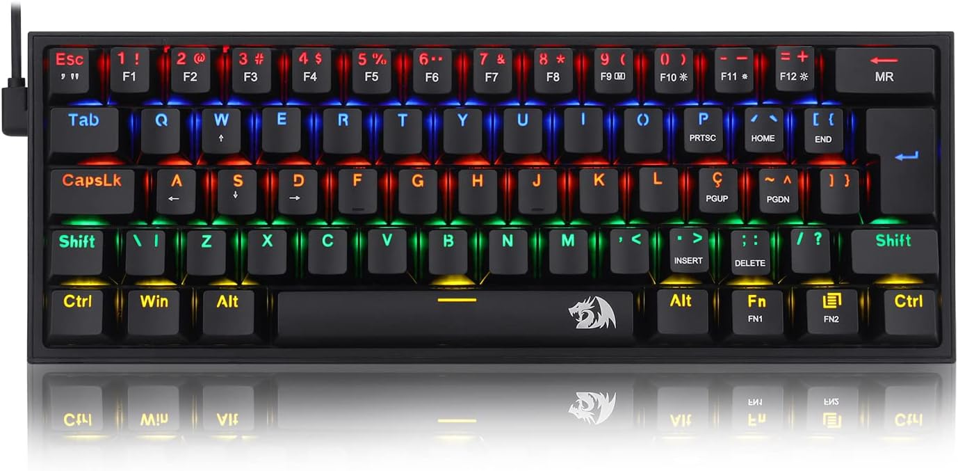 Imagem Teclado Mecanico Gamer Fizz Rainbow Preto Switch Marrom