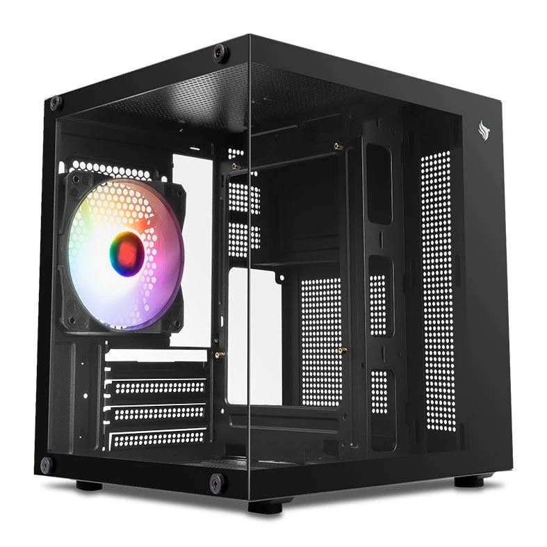 Imagem Gabinete Gamer Aquário Pichau Atom, Mini-Tower, Lateral de Vidro, Com 1 Fan, Preto