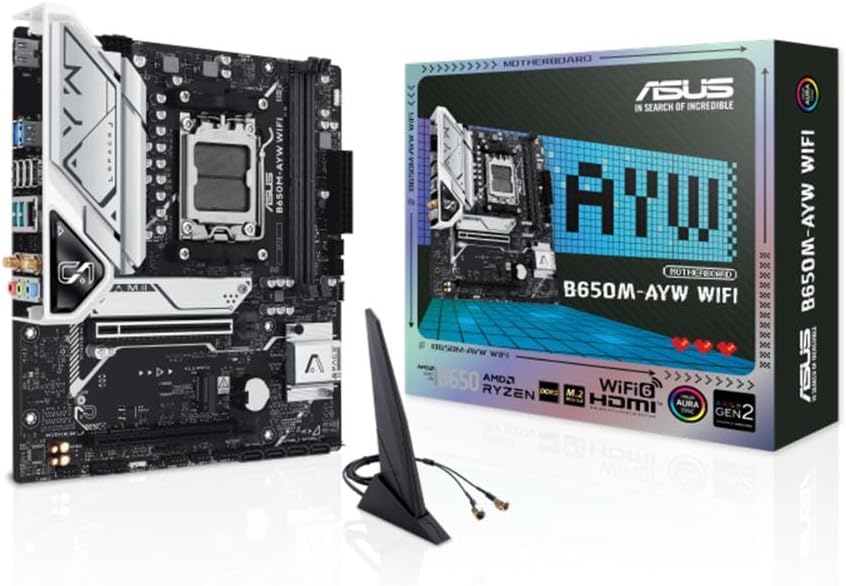 Imagem Placa-Mãe ASUS B650M-AYW WIFI mATX, AM5, DDR5, PCIe 5.0, Wi-Fi 6 90MB1KI0-M0EAY0
