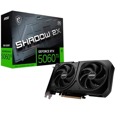 Imagem Placa De Vídeo MSI GeForce RTX 5060 Ti Shadow 2X OC Plus, Nvidia, 8GB, GDDR7, 128-Bit - G506T-8S2CP