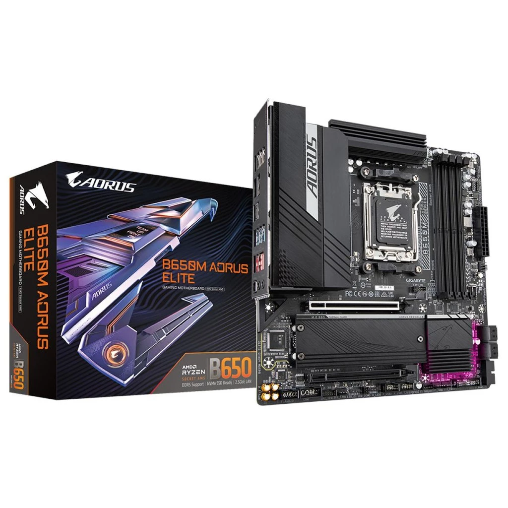 Imagem Placa Mãe Gigabyte B650M Aorus Elite, AMD AM5, mATX, DDR5