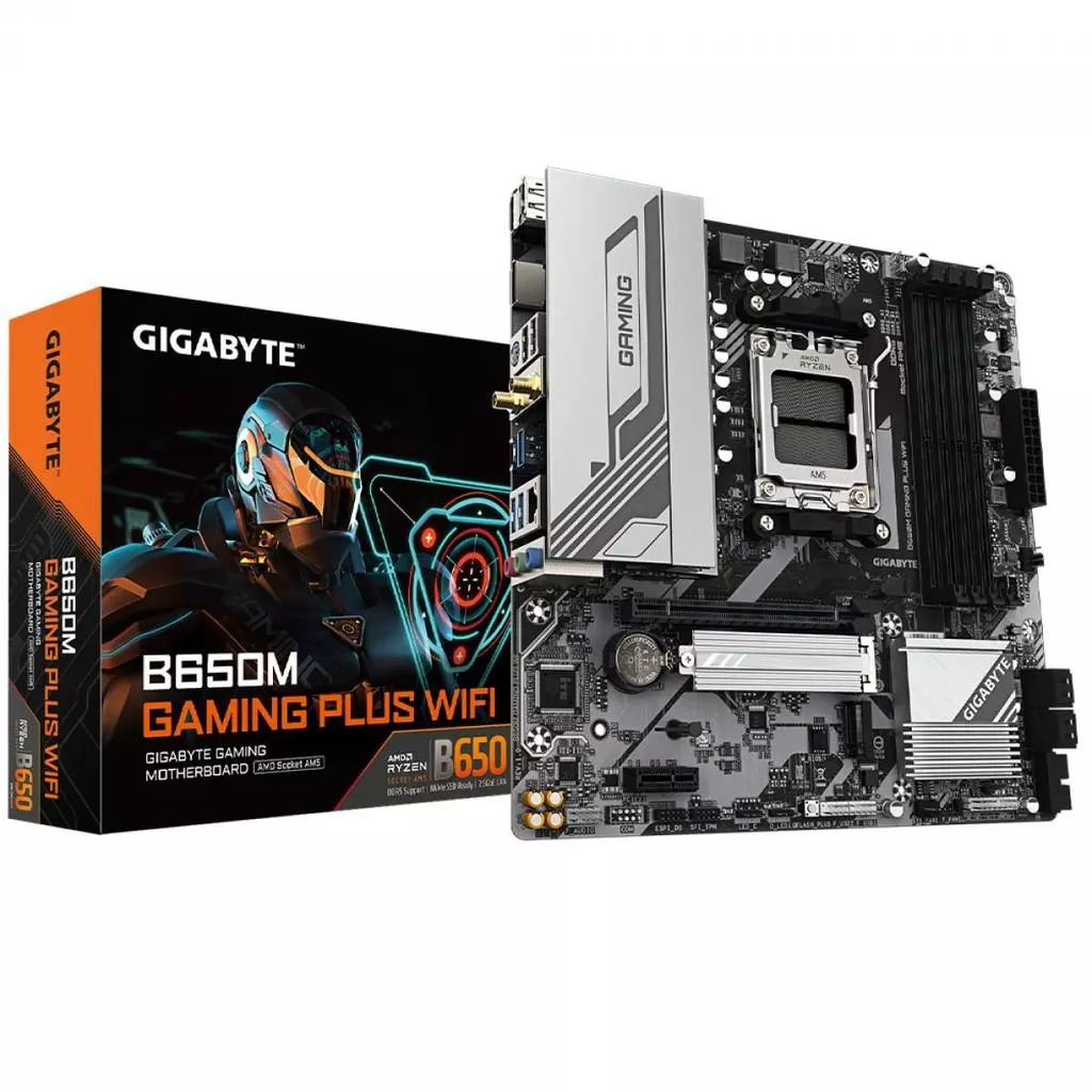 Imagem Placa Mãe Gigabyte B650M Gaming Plus WiFi, Chipset B650, AMD AM5, M-ATX, DDR5