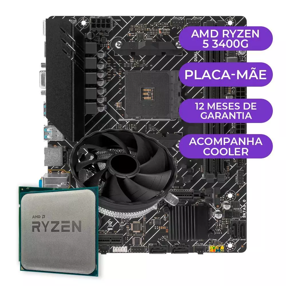 Imagem Kit Upgrade Gamer, AMD Ryzen 5 3400G + B450M
