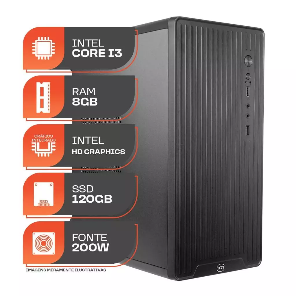 Imagem PC Home Essential S, Intel Core i3, 8GB DE RAM, SSD 120GB