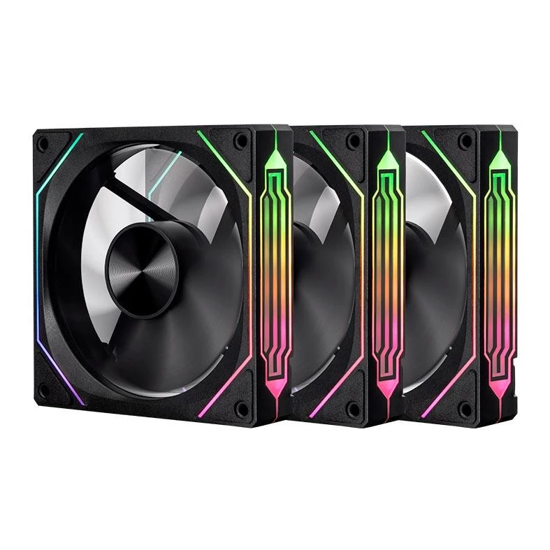 Imagem Kit Ventoinhas Pichau Ventus NX Reverse, ARGB, 3x120mm, Preto, PCH-VTNXR3-BK01