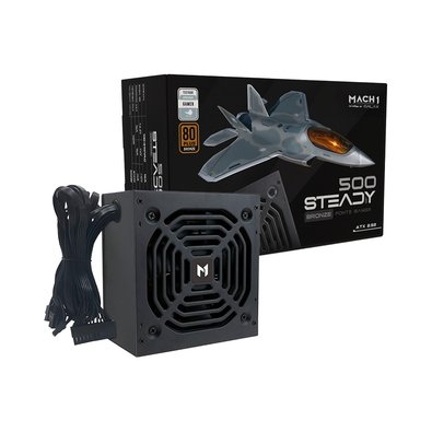 Imagem Fonte MACH1 Steady, 500W, 80 Plus Bronze, PFC Ativo, Preto - 500Steady