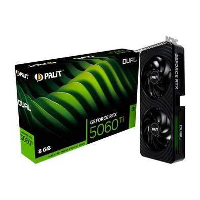 Imagem Placa de Vídeo Palit RTX 5060 Ti DUAL NVIDIA GeForce, 8GB GDDR7 128bit, FP4 e DLSS 4, Ray Tracing - NE7506T019P1-GB2062D