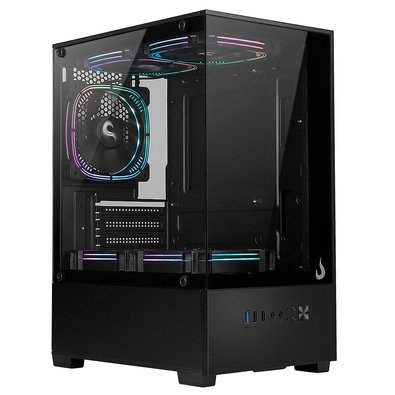 Imagem Gabinete Gamer Rise Mode Prisma Glass 01, Mid Tower, M-ATX, Lateral e Frontal em Vidro Temperado, Preto - RM-CA-PRS-01-FB