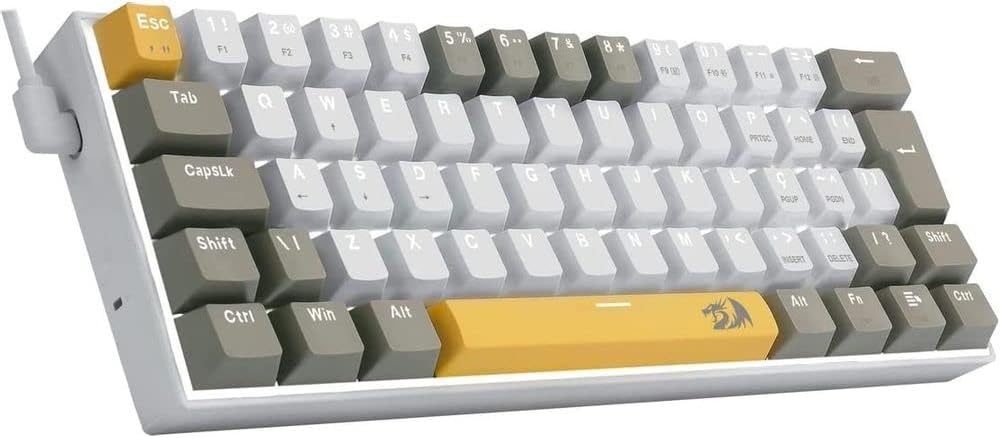 Imagem Teclado Gamer Redragon Lakshmi Switch Marrom - Amarelo Branco Cinza