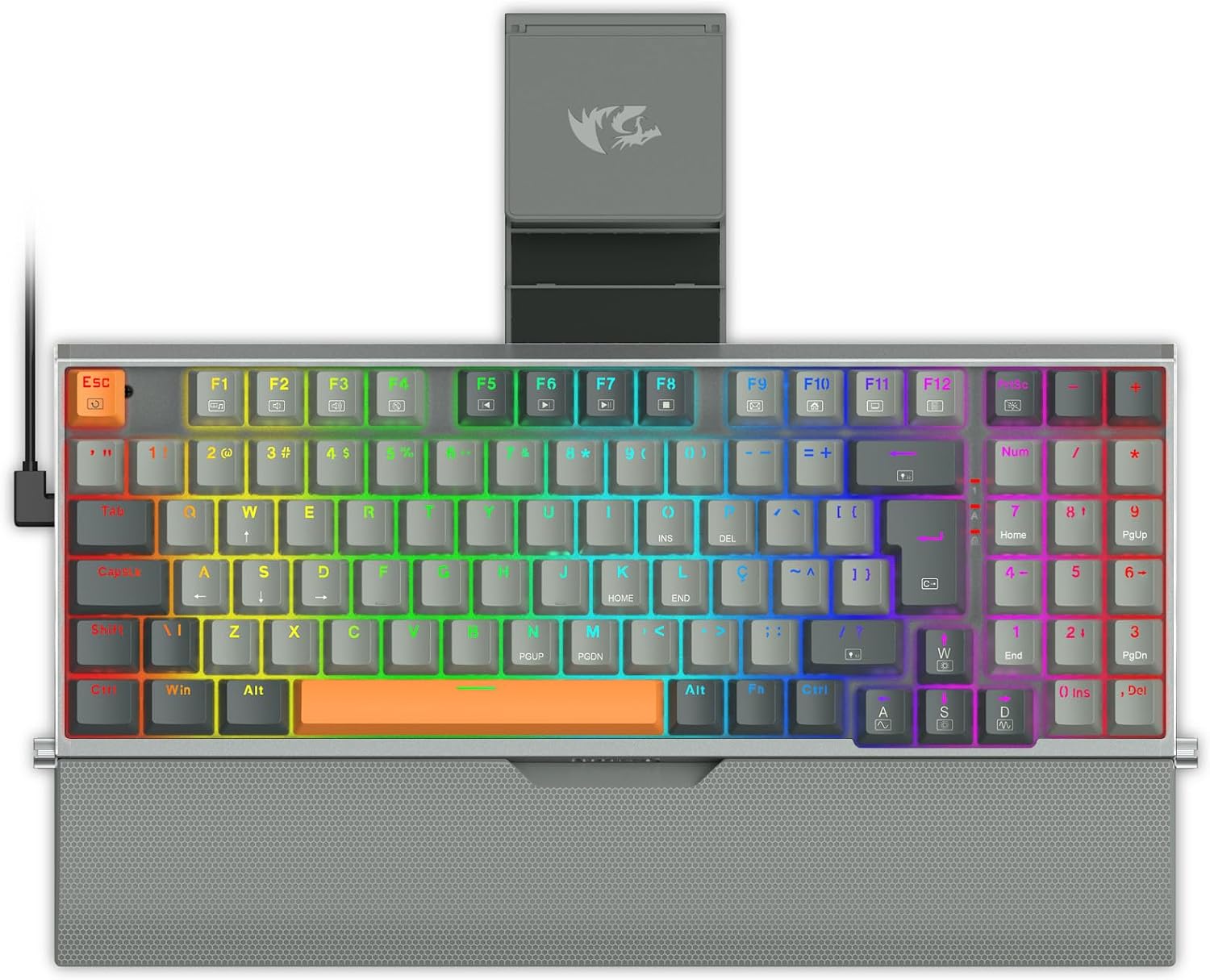 Imagem Teclado Mecânico Redragon Olaf K648GG-RGB Switch Brown - Cinza
