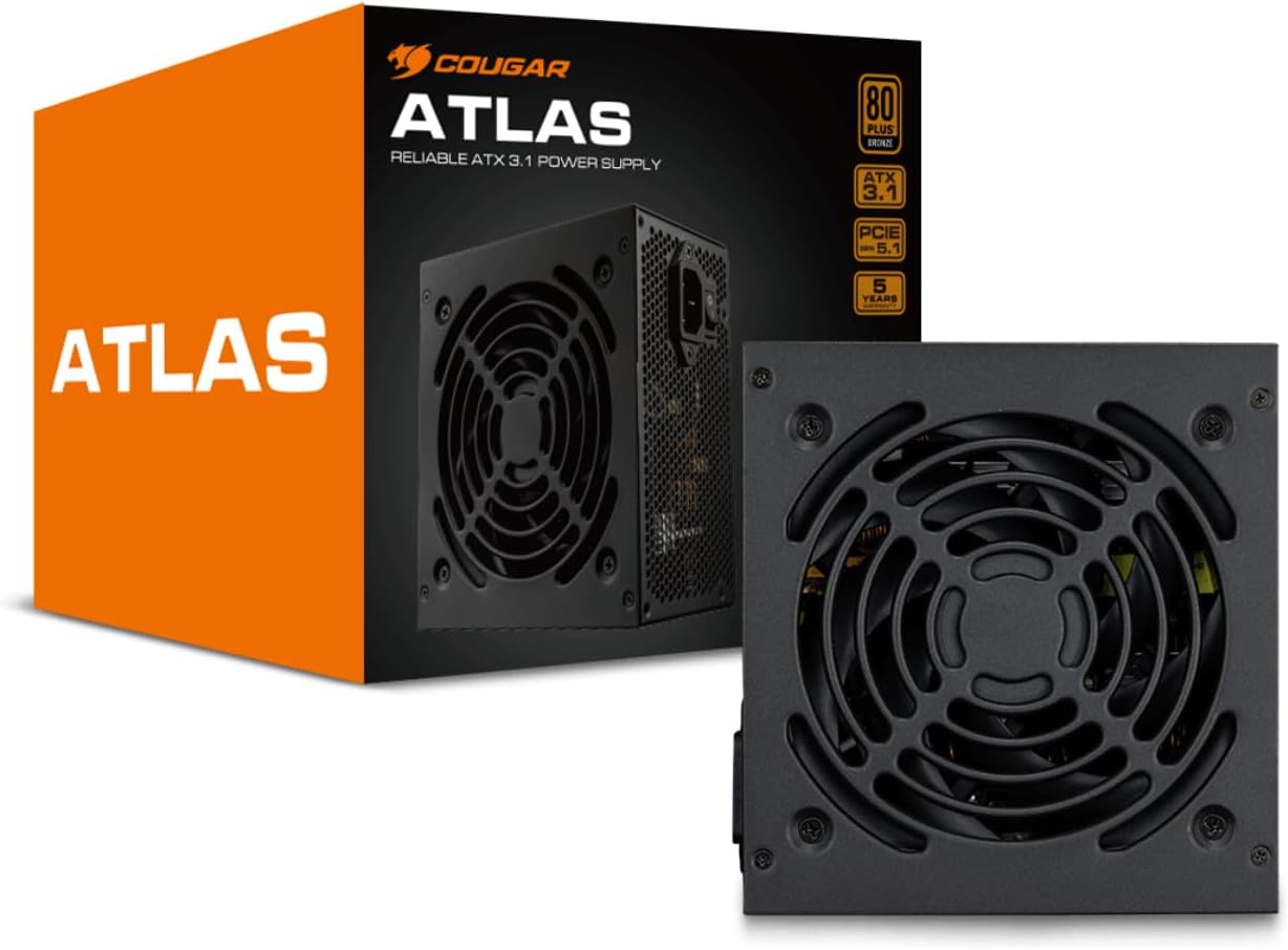 Imagem Fonte Cougar Atlas, 650W, 80 Plus Bronze, ATX 3.1, PFC Ativo, Preto - 31AA065001P01