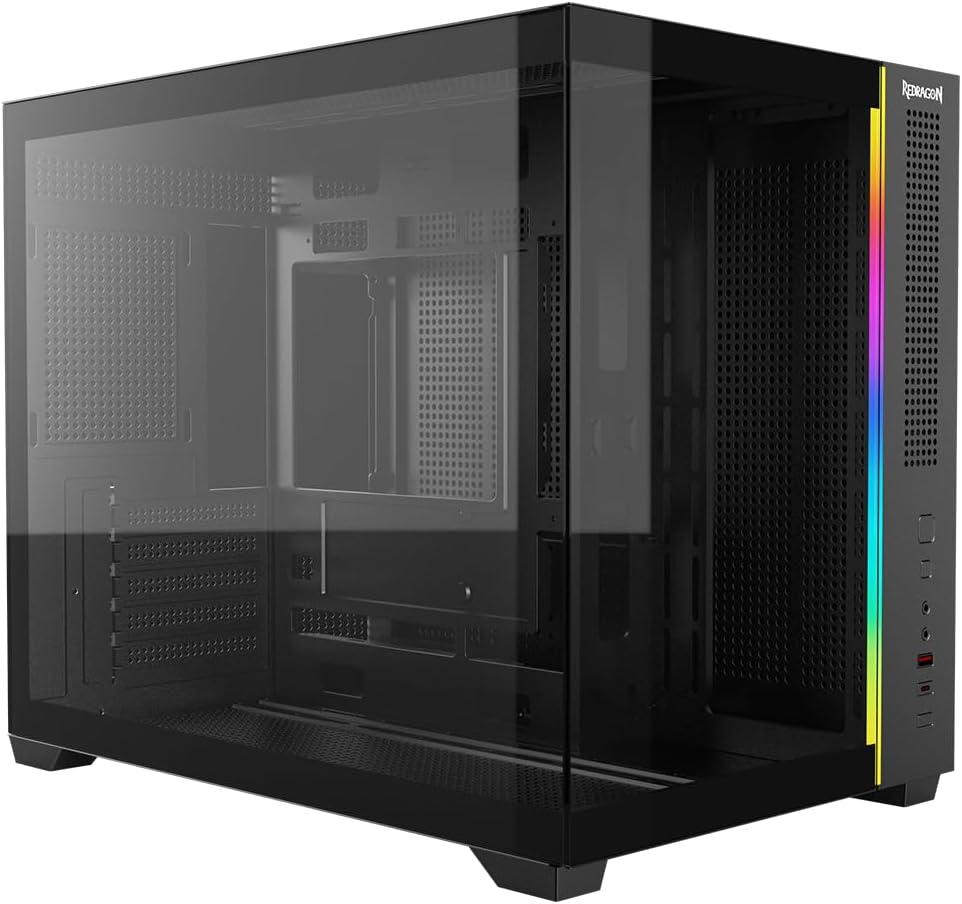 Imagem Gabinete Gamer Redragon Wideload Mini Lite RGB Preto Sem Fans Micro ATX CA-611B