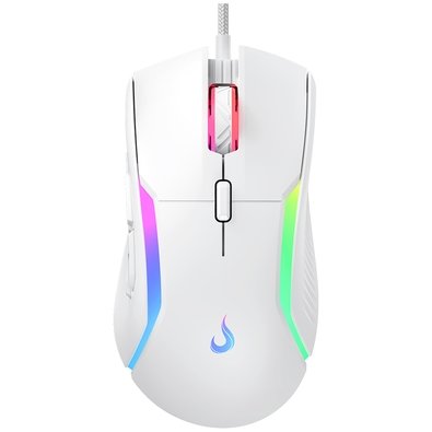 Imagem Mouse Gamer Rise Mode Laser White RGB 16000 DPI 9 Botões - RM-MG-L-W - Branco