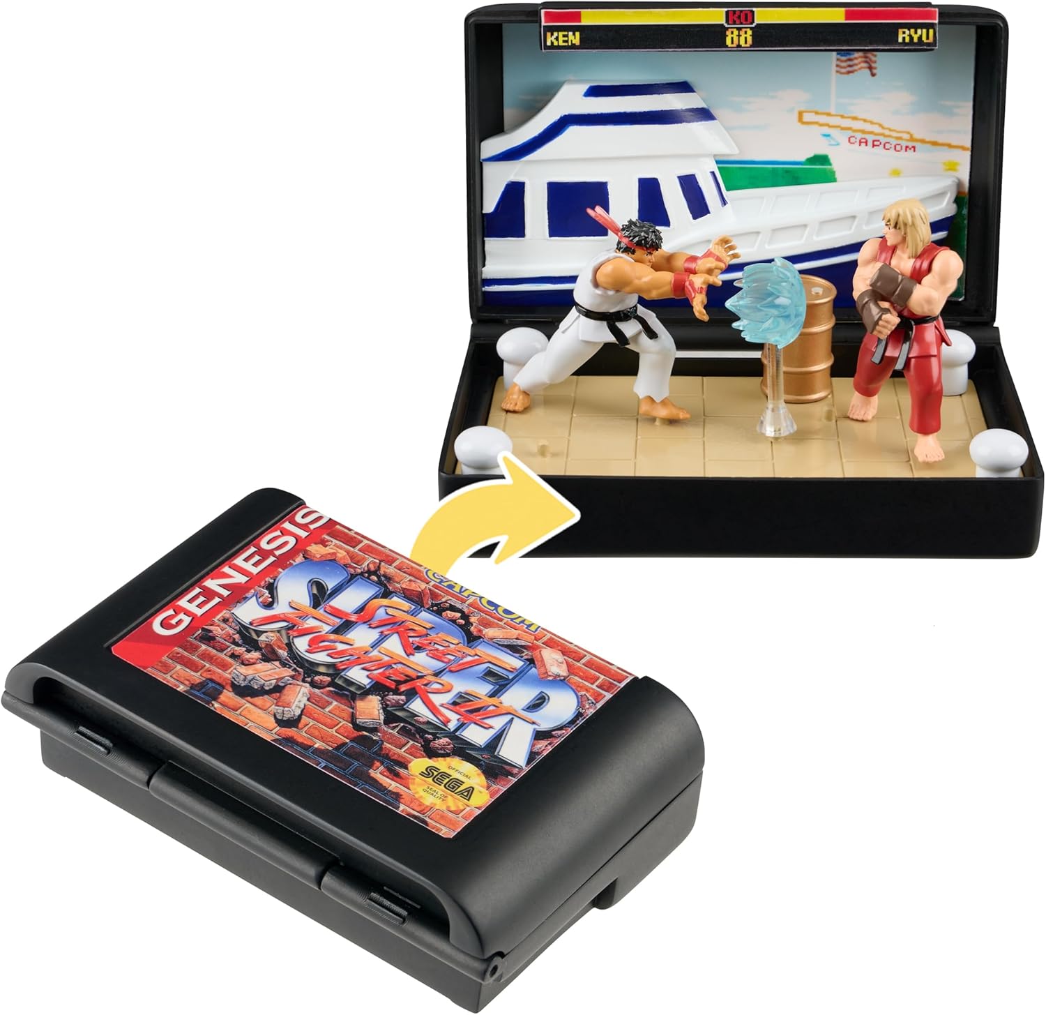 Imagem Collectible Diorama Console Heroes Super Street Fighter II Mini Ryu & Ken Figures - SEGA Genesis
